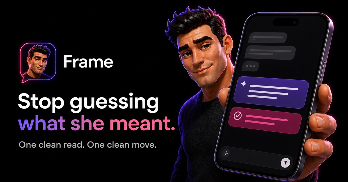 Frame artwork showing the coach beside an iPhone conversation